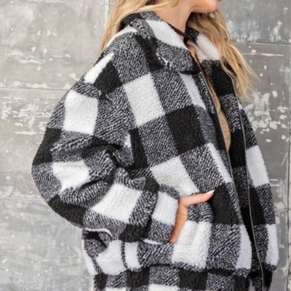 🖤 PLAID SHERPA JACKET - Picture 2 of 4